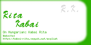 rita kabai business card